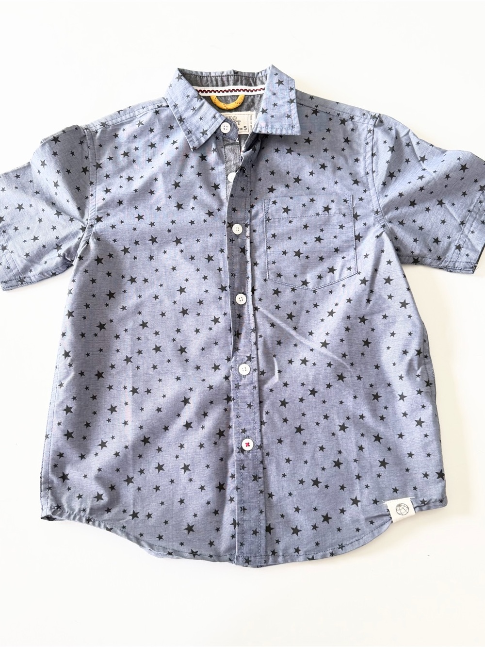 Chambray Star Button Down Short Shirt
